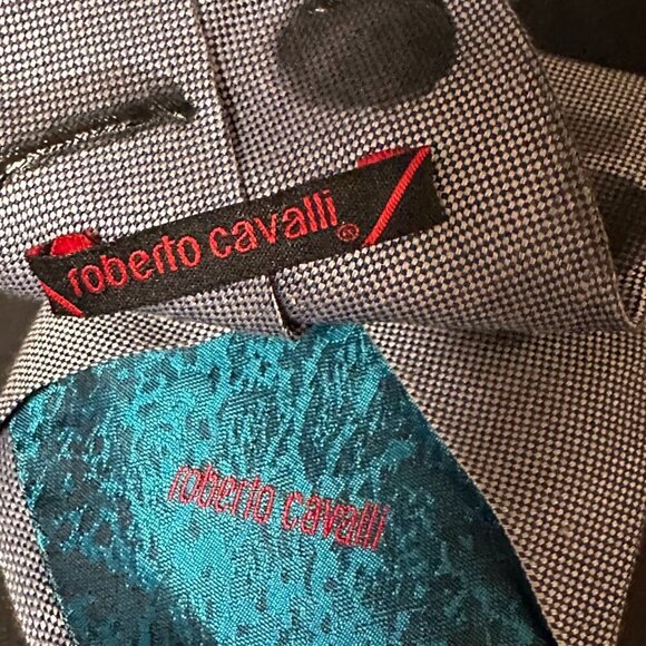 Roberto Cavalli Silk Tie Mens Necktie Gray Black Hand painted Abstract Neckwear - Picture 3 of 8